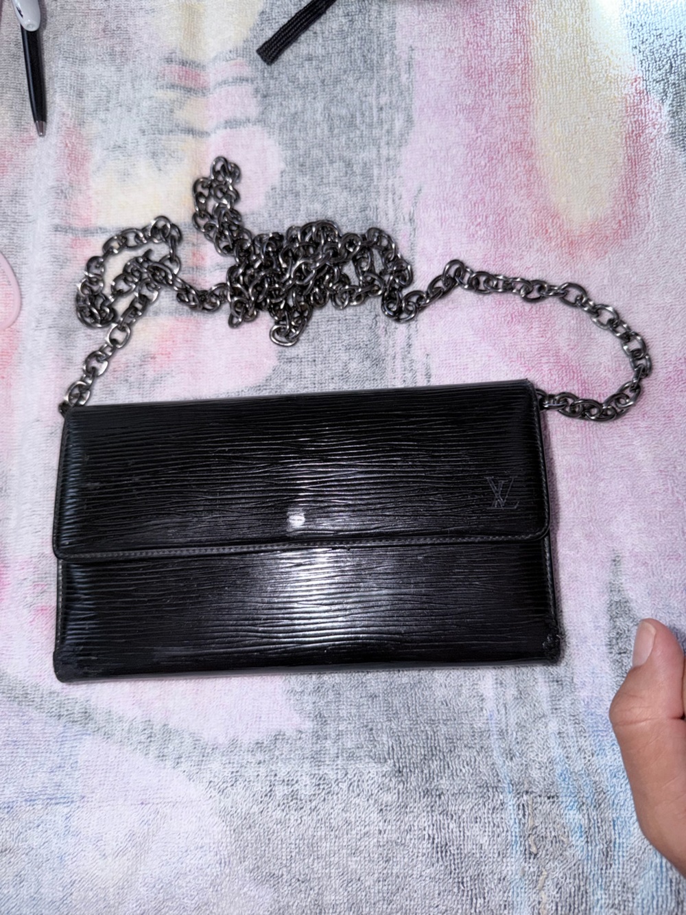 Louis Vuitton Pochette Félicie Black Epi Leather Wallet on Chain